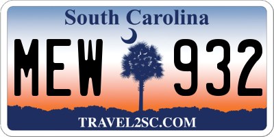 SC license plate MEW932
