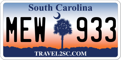 SC license plate MEW933