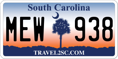 SC license plate MEW938