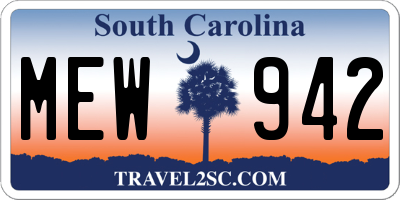 SC license plate MEW942