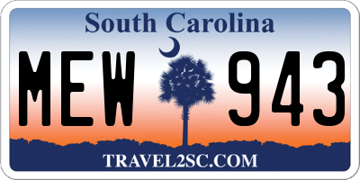 SC license plate MEW943