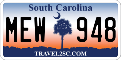 SC license plate MEW948