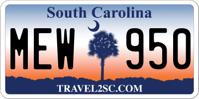 SC license plate MEW950