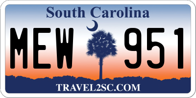 SC license plate MEW951