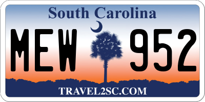 SC license plate MEW952