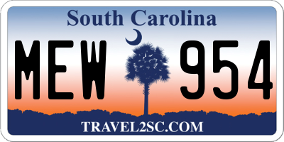 SC license plate MEW954