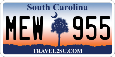 SC license plate MEW955