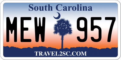 SC license plate MEW957