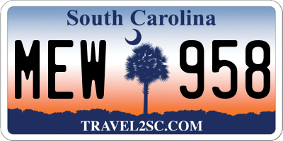 SC license plate MEW958