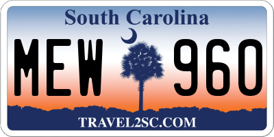 SC license plate MEW960