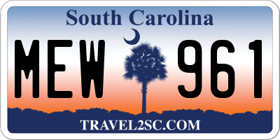 SC license plate MEW961
