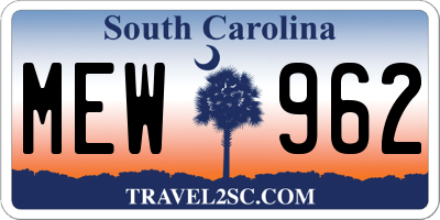 SC license plate MEW962