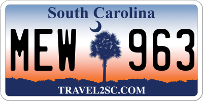 SC license plate MEW963