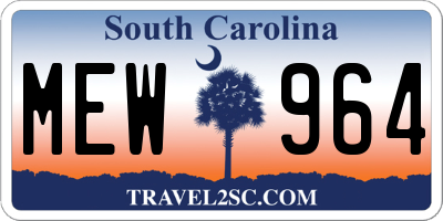 SC license plate MEW964