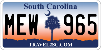 SC license plate MEW965