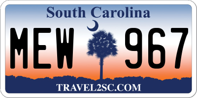 SC license plate MEW967