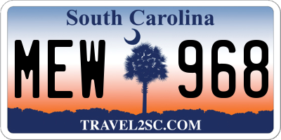 SC license plate MEW968