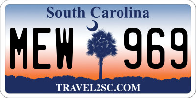SC license plate MEW969