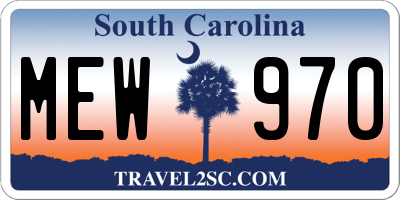 SC license plate MEW970