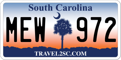 SC license plate MEW972