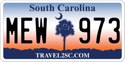 SC license plate MEW973