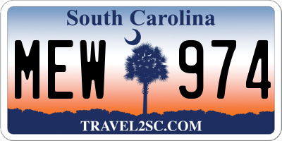 SC license plate MEW974
