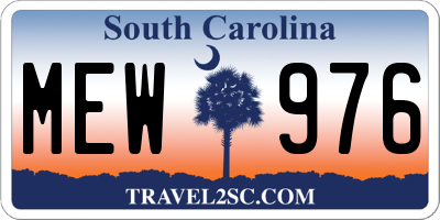 SC license plate MEW976