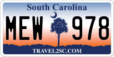 SC license plate MEW978