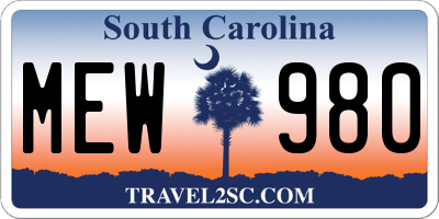 SC license plate MEW980