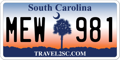SC license plate MEW981