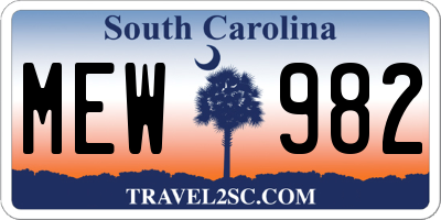 SC license plate MEW982
