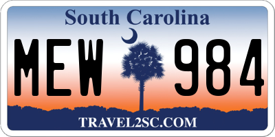 SC license plate MEW984