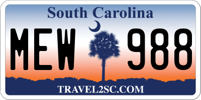 SC license plate MEW988