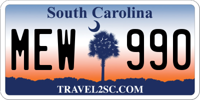 SC license plate MEW990