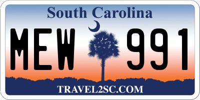 SC license plate MEW991