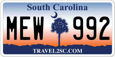 SC license plate MEW992