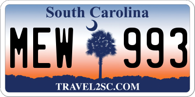 SC license plate MEW993