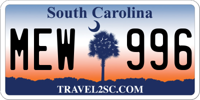 SC license plate MEW996