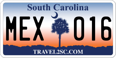SC license plate MEX016