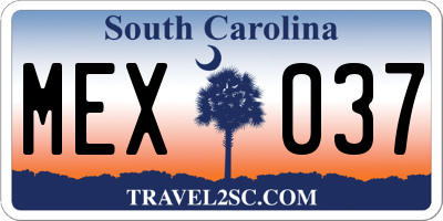 SC license plate MEX037