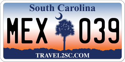 SC license plate MEX039