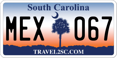 SC license plate MEX067