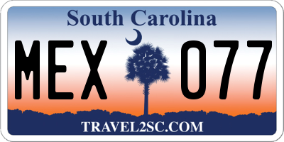 SC license plate MEX077