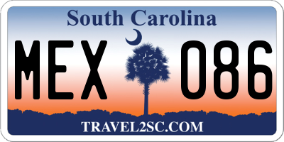 SC license plate MEX086