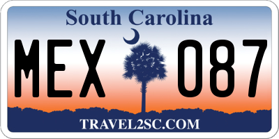 SC license plate MEX087
