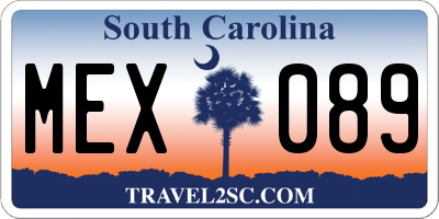 SC license plate MEX089