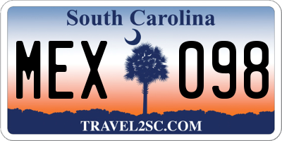 SC license plate MEX098