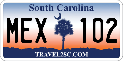 SC license plate MEX102
