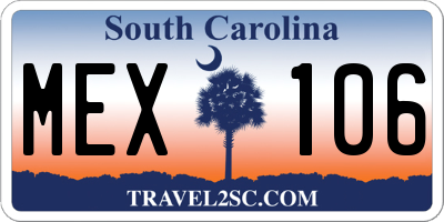 SC license plate MEX106