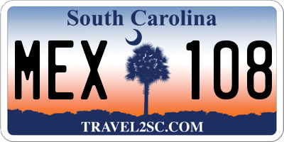 SC license plate MEX108